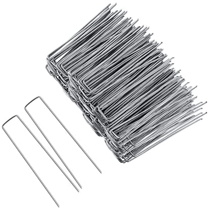 FEED GARDEN 8 Inch 50 Pack Galvanized Landscape Staples 11 Gauge Anti-Rust Garden Stakes Landscaping Fabric SOD Pins Yard Stakes for Weed Barrier Fabric - size: 8 Inch