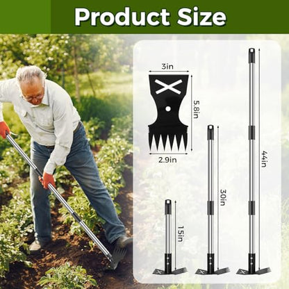Weed Puller Tool with Long Handle - 44" Heavy Duty Manual Weeder & Garden Hoe, 2 in 1 Uprooting Tool for Yard, Lawn, Flower Bed, and Patio, Durable Weed Remover for Gardening (44") - style: 44"