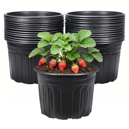 JERIA 30-Pack 5 Gallon Flexible Plant Nursery Pots,Thickened Soft Plastic Seedling Pots,Seed Starting Pot Flower Plant Container for Succulents，Seedlings - size: 5Gallon 30P