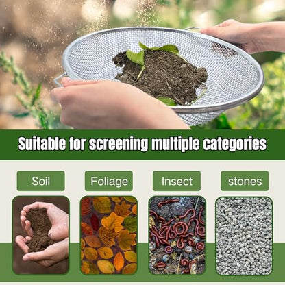 Soil Sifter for Gardening, Rock Sifter for 5gallon Bucket, Dirt Sifter Compost Sifter, Sifter for Gravel Sawdust Vermicompost, 6mm Soil Sifter with Handle - color: 1/4 Inch
