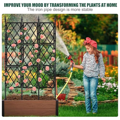 WellSign Garden Trellis for Climbing Plants Outdoor 63 Inch Iron Pipe - color: Black