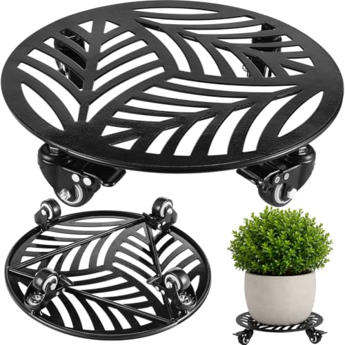 1-Pack Extra-large Metal Plant Caddy with Wheels 16 Inch Heavy-duty Rolling Plant Stand with Casters Wheeled Flower Pot Mover Roller Rust-proof Iron Planter Dolly Coaster for Indoor Outdoor Use, Black - color: Textured Black, size: 16"/ 1 pack