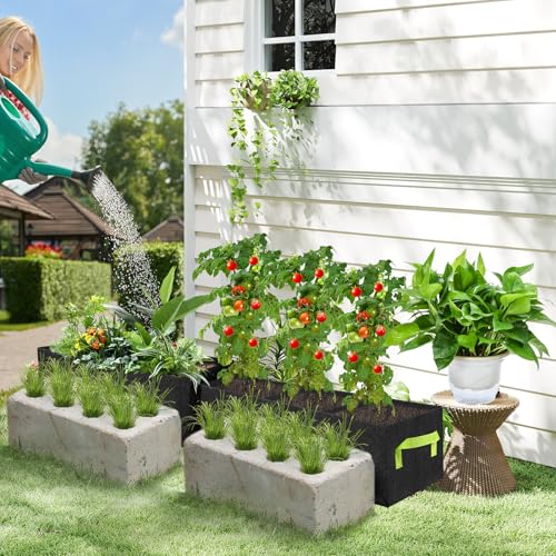 3 Pcs Plant Grow Bags Breathable Square Fabric Raised Garden Bed 9.5 Gal - size: 60x30x20cm-3 Pack