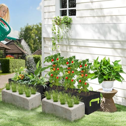 3 Pcs Plant Grow Bags Breathable Square Fabric Raised Garden Bed 9.5 Gal - size: 60x30x20cm-3 Pack