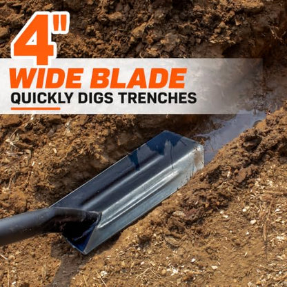 VNIMTI Trench Shovel for Digging, 4-Inch Trenching Shovel with Fiberglass Handle, 56 Inches