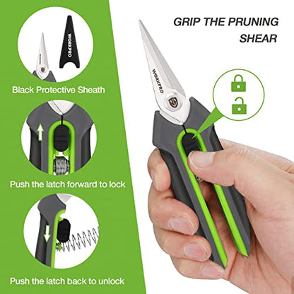 WORKPRO 6.25" Garden Pruning Shears with Stainless Steel Straight Blade