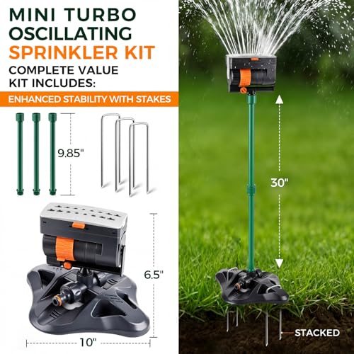 4 Way Adjustable Mini Turbo Oscillating Lawn Sprinkler(Plastic Base) - style: Plastic Widened Base