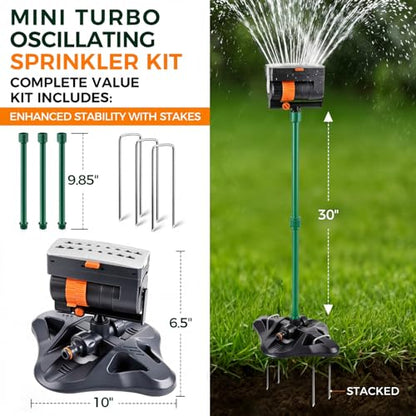 4 Way Adjustable Mini Turbo Oscillating Lawn Sprinkler(Plastic Base) - style: Plastic Widened Base