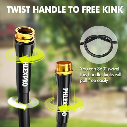 200 FT Heavy Duty Garden Hose, 5/8 in Rubber Water Hose, Black - size: 200FT-Black