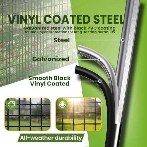 1/2" Hardware Cloth, 24 in x 100 ft, 19 Gauge Black PVC Coated Welded Mesh - size: 1/2inch 24"x100'