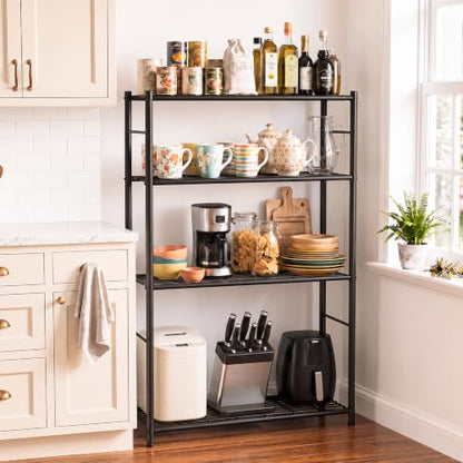 LEVELEVE 4-Tier Metal Storage Shelves, 33.1" x 12.6" x 57.2", Heavy Duty Utility Shelving Unit, Rust-Resistant Organizer Rack for Garage, Pantry, Bathroom, Office, Black - color: Black-4t
