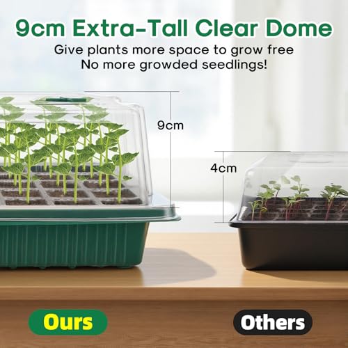 BlumWay Seed Starter Tray with Grow Light, Humidity Dome, 4 Pack 160 Cells - size: 4 Pack 160 Cells