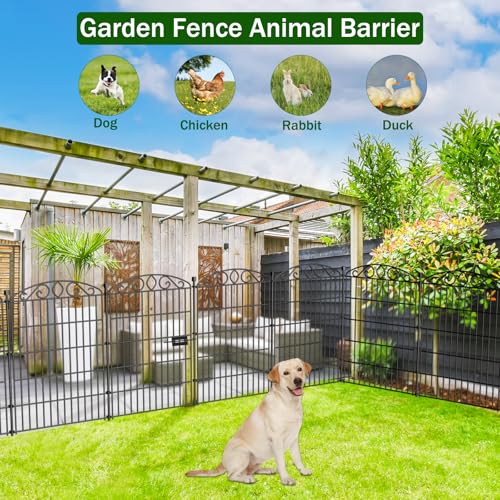 12 Panel No Dig Decorative Garden Fence with Gate 36" H x 24.1'L for Dogs - size: 36 in(H) X 24.1 ft(L)