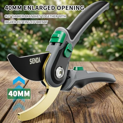 9" Bypass Pruning Shears, SK5 Steel Pruning Shears for Gardening, Garden Clippers with 2-Position Adjustable Jaw for Thick Branches, Landscaping - style: 9'' adjustable pruning shears