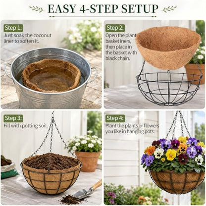 10" Hanging Baskets for Plants Outdoor with Coir Liners, 2Pack - size: 10"-2Pack