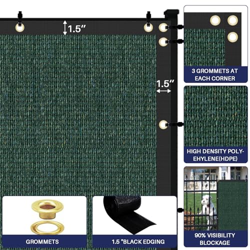WINDSCREEN4LESS 6' x 3' Privacy Fence Screen in Green W/ Brass Grommet 85% Blockage Windscreen Outdoor Mesh Fencing Cover Netting 150GSM Fabric - Custom Size - color: Green, size: 6' x 3'