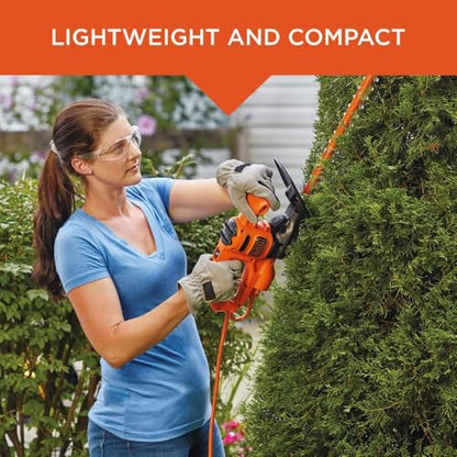 BLACK+DECKER Electric Hedge Trimmer, 17-Inch Corded 3.2 Amp, Dual Action, Reduced Vibration, Cleaner Cut, Lightweight, 3800 Cuts per Min (BEHT150)