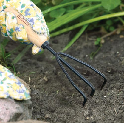 AMES 2446300 Tempered Steel Hand Cultivator with Wood Handle, 11-Inch, Brown - style: Wood Handle Hand Cultivator