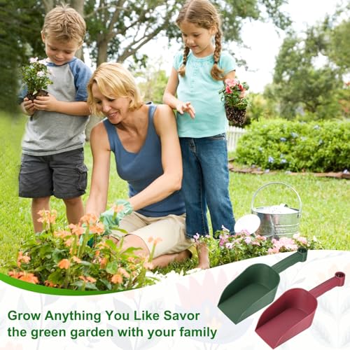 M METERXITY 2-Pack Garden Shovel Trowel Hand Shovels, 28.5cm/11.22 Inch Plastic Gardening Tools for Digging, Transplanting, Soil Loosening and Planting [Dark Green/Wine Red ] - color: Dark Green/Wine Red, size: Medium
