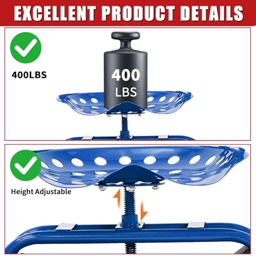Rolling Garden Cart with Seat, Garden Workseat with 360-Degree Swivel - color: Blue