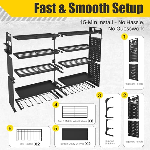 Large 5-Tier Power Tool Organizer Wall Mount, 320lb Capacity, 34'' Wide