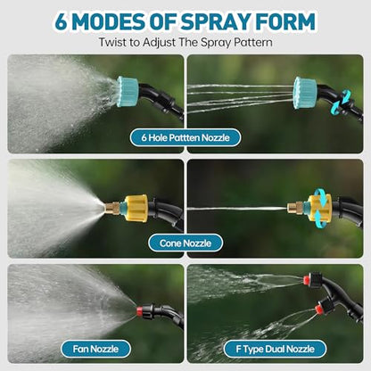 Battery Powered Sprayer, 2 Gallon Electric Sprayer Battery Operated with 4 Mist Nozzles, 2 Speeds, Battery Indicator, 41" Telescopic Wand, Rechargeable Handle, Weed Sprayer for Lawn Garden Yard