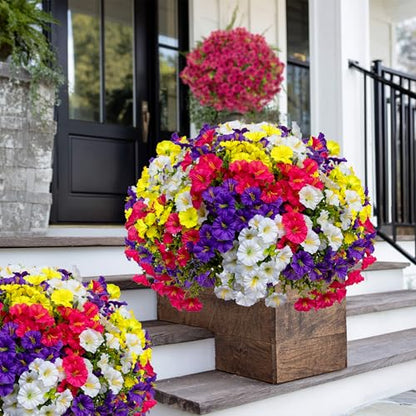 AXYLEX Artificial Morning Glory Outdoor, 16 Bundles Fake Flowers - color: Multi16pcs - Red Pink+purple+yellow