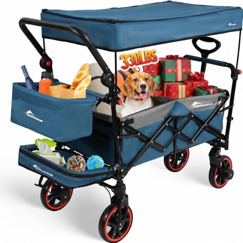 Canopy Wagon Trolley, Large Capacity, Foldable,Traveling-G - color: Blue, size: CTM6Plus