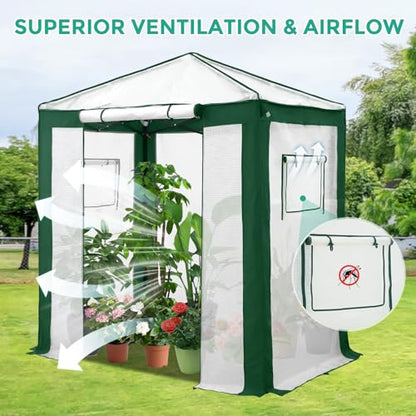 EAGLE PEAK 6x4 Walk in Pop Up Greenhouse, Green/White - color: Green/White, size: 6x4