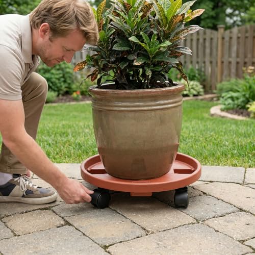 3 Pack Plant Caddy with Wheels, 13 inch Rolling Plant Stands