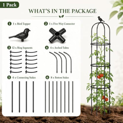 FOLLOOK Garden Obelisk Trellis for Climbing Plants Outdoor, 67", 1 Pack - color: 67"-Black-1PK