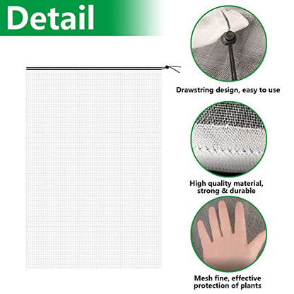 Alpurple 2 Pcs Insect Bird Barrier Netting Mesh with Drawstring- 4.9 x 3.2 Ft Garden Bug Netting Plant Cover- Fruit Tree Net for Protect Plant Fruits Citrus Flower from Insect Bird Eating - color: 2 Pcs, size: 4.9x3.2 ft