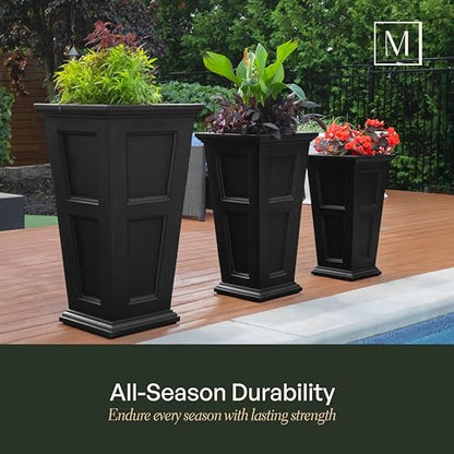 Mayne Fairfield 28in Self-Watering Tall Square Planter, Black - color: Black
