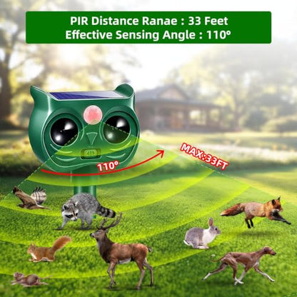 Cat Repellent Outdoor 4 Pack Solar Ultrasonic Animal Repeller for Deer