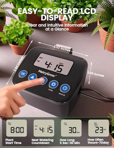 Automatic Watering System for Potted Plants, Drip Irrigation Kit System, Plant Self Watering Devices for Office Patio Greenhouse GrowTent, with Programmable Water Timer（Black