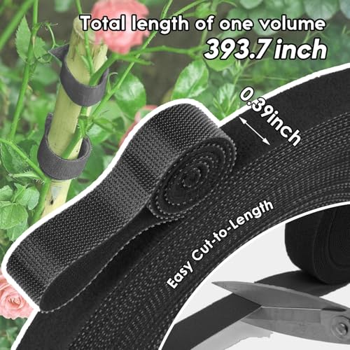 Reusable Fastening Tape Cable Tie, 39 Inch Roll For Cable Management Wire Organizer Plant Support Home Garden Use - color: 39 Inch Black