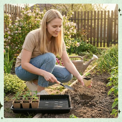 100 Pcs Square Nursery Pots, 5 Pcs Seed Starter Tray, 2.6 inch Nursery Pots with Tray, Plastic Starter Pots for Planting Seeds, Reusable Seed Starting Pots with Drainage Holes (Kraft Paper) - style: kraft paper