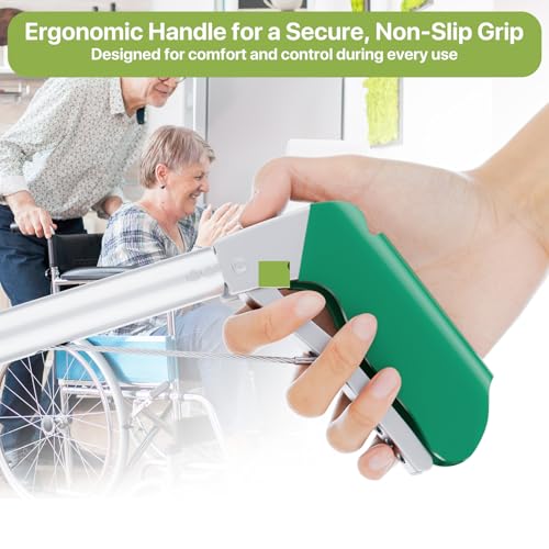 50" Foldable Grabber Reacher Tool with Green Handle, Extra Long Lightweight Trash Pickup & Litter Picker, 3-Fold Stainless-Steel Reaching Aid for Home, Office & Garden Use