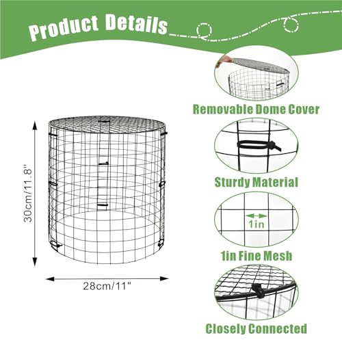 6 Packs Garden Plant Protectors from Animals,Metal Plant Cage, 11.8"x 12.6" - color: Black-6