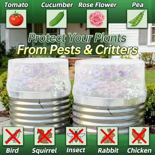 2 Pack Garden Netting for 2 FT Dia x 1 FT H Round Raised Beds - size: 2.46 x 2.46 x 1.47 ft