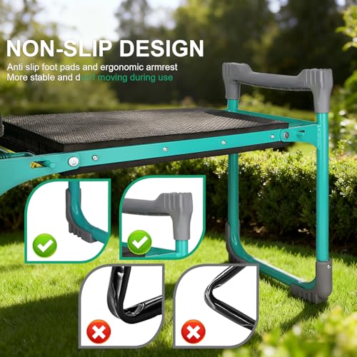 Garden Kneeler and Seat 2-in-1 Foldable Bench, with Storage Bags & Non-Slip Foam Pad