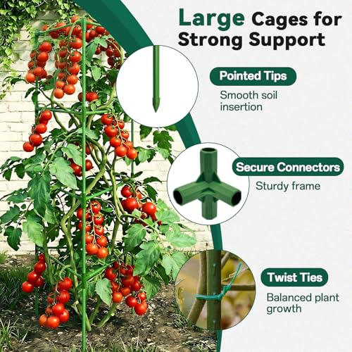Halatool 6 Pack 60 Inch Adjustable Tomato Cages for Graden