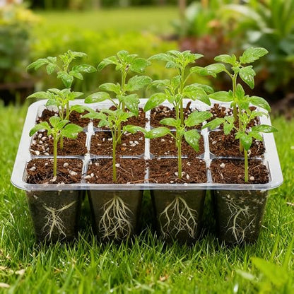 Bonviee 12-Pack Seed Starter Trays, 12-Cell Insert Trays, Clear - color: Clear, size: 12 Packs (144 Cells)