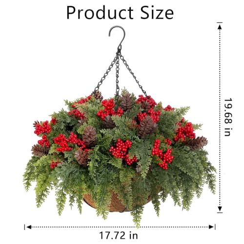 2 Set Christmas Hanging Baskets, Winter Hanging Baskets for Outdoors - color: Cedar