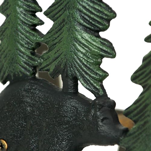 Zeckos Garden Hose Holder Black Bears in Forest 11 Inch Cast Iron - color: Bears - Green