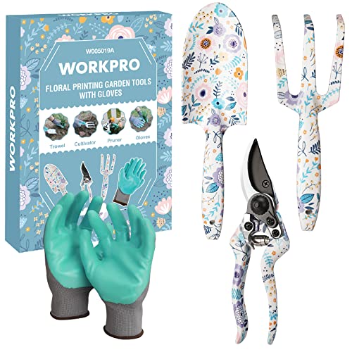 WORKPRO Aluminum Garden Tool Set, 4PCS Heavy Duty Hand Garden Tools - style: White