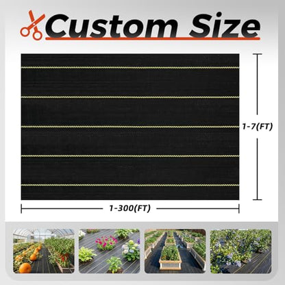 Shade&Beyond 5ftx300ft Weed Barrier Fabric, 3.2oz Heavy Duty Permeable Landscape Fabric, Woven UV Resistant Ground Cover with Staples for Gardens/Yards/Landscaping - size: 05ft x 300ft