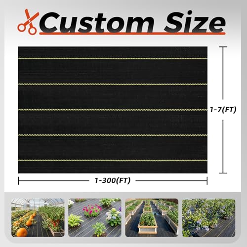 Shade&Beyond Premium 3ftx300ft Weed Barrier Fabric, 3.5oz Heavy Duty Landscape Fabric with Superior Permeability Weed Control, Garden Woven Ground Cloth with Staples - size: 03ft x 300ft