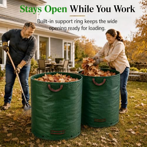 150 Gal Oversized Reusable Yard Waste Bags, 2-Pack, Leaf and Lawn Cleanup - size: 150 Gal