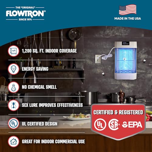 Flowtron Indoor Bug Zapper, 120W UV, Shock Grid, 2000 Sq Ft, UL